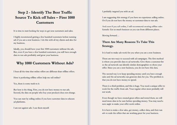 book pages referencing how to get the first 100 customers